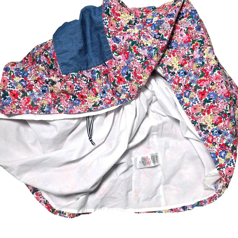 Joules Girls Floral Skirt Denim Pockets Elastic Waist Size 11 Years